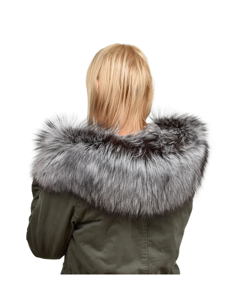 Schön Fell für Kapuze aus echtem Silberfuchs XXL (83cm)