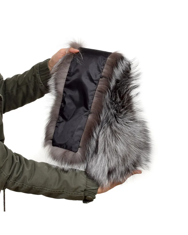 Schön Fell für Kapuze aus echtem Silberfuchs XXL (83cm)